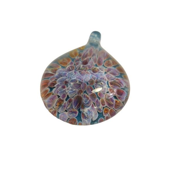 Large Art Glass Crysanthamum Flower Drop Pendant Ornament - Picture 2 of 7